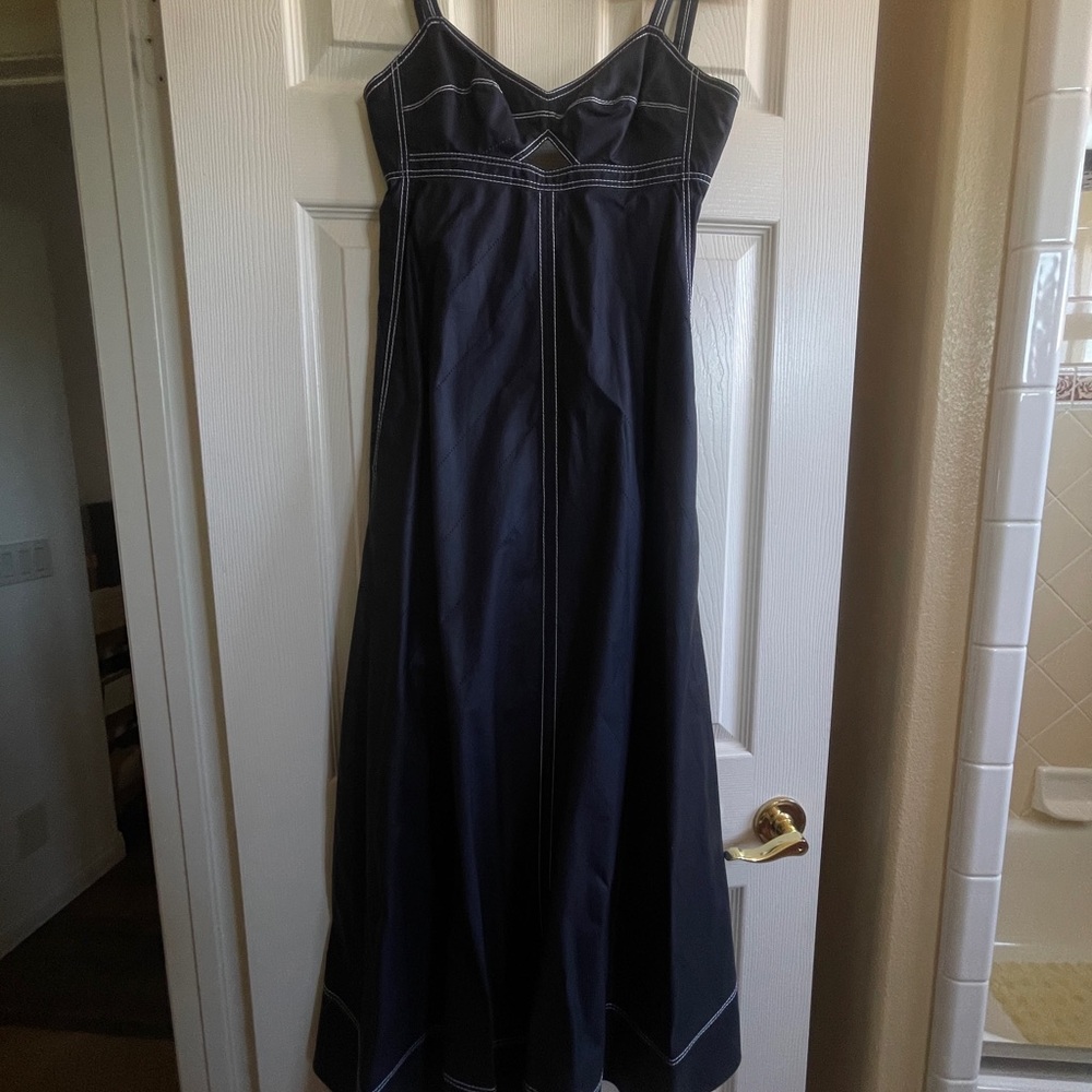 Tory Burch Poplin Cutout Dress Navy